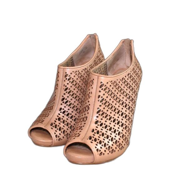 Ann Taylor Shana Tan Leather Peep Toe Stiletto Heels Size 6 - Picture 1 of 9